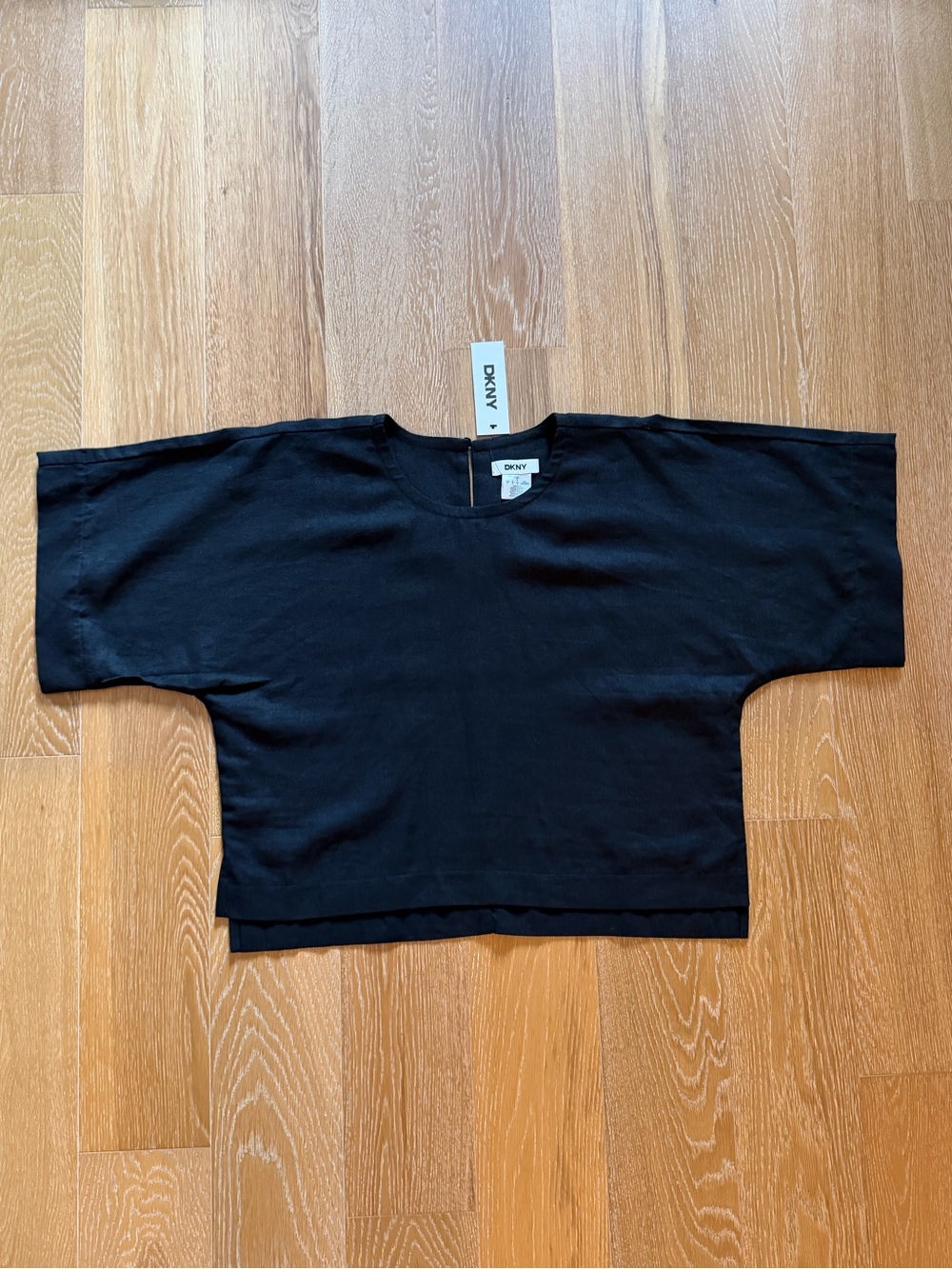 DKNY Black Boxy Short-Sleeve Crop Top NWT